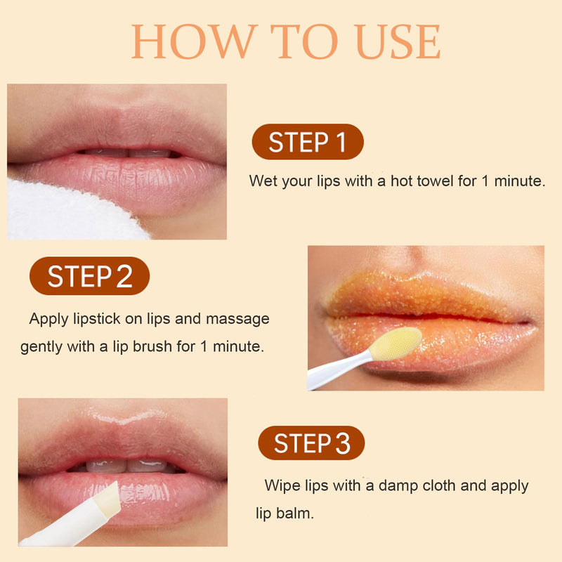 Turmeric Lemon Lip Scrub and Turmeric Lip Balm for Dark Lips to Lighten with Brush Set, 3PCS Lips Scrubber Exfoliator & Blam, Natural Exfoliator & Moisturizer for Dry, Chapped, Reduce Fine Lines - BeesActive Australia