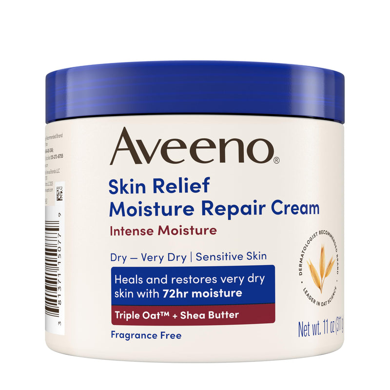 Aveeno Skin Relief Intense Moisture Repair Body Cream with Triple Oat & Shea Butter Formula, Helps Heal, Repair & Restore Very Dry Skin with Long-Lasting Moisture, Fragrance-Free, 11 oz 11 Ounce (Pack of 1)