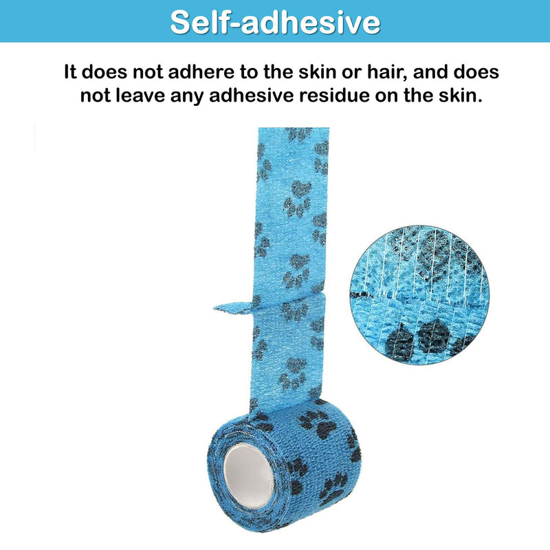 Self Adhesive Bandage Wrap, 9 Pcs 2 inch x 5 Yards, Self-Adhesive Non-Woven Tape, Pet Wrap for Dogs Horses Pet Animals for Wrist Healing Ankle Sprain and Swelling(2 Inch Claw) - BeesActive Australia