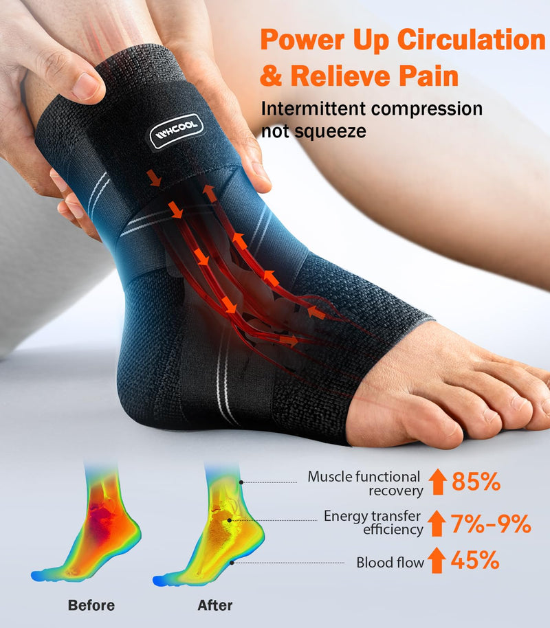 Flat Knitting Ankle Brace For Women&Men, 7-Zone Dynamic Compression Sleeve w/Flex Strap,Foot Support For Sports, Sprained Ankle, Achilles Tendonitis, Plantar Fasciitis Relief(Pack of1)L, Black Black(Pack of 1) Large - BeesActive Australia