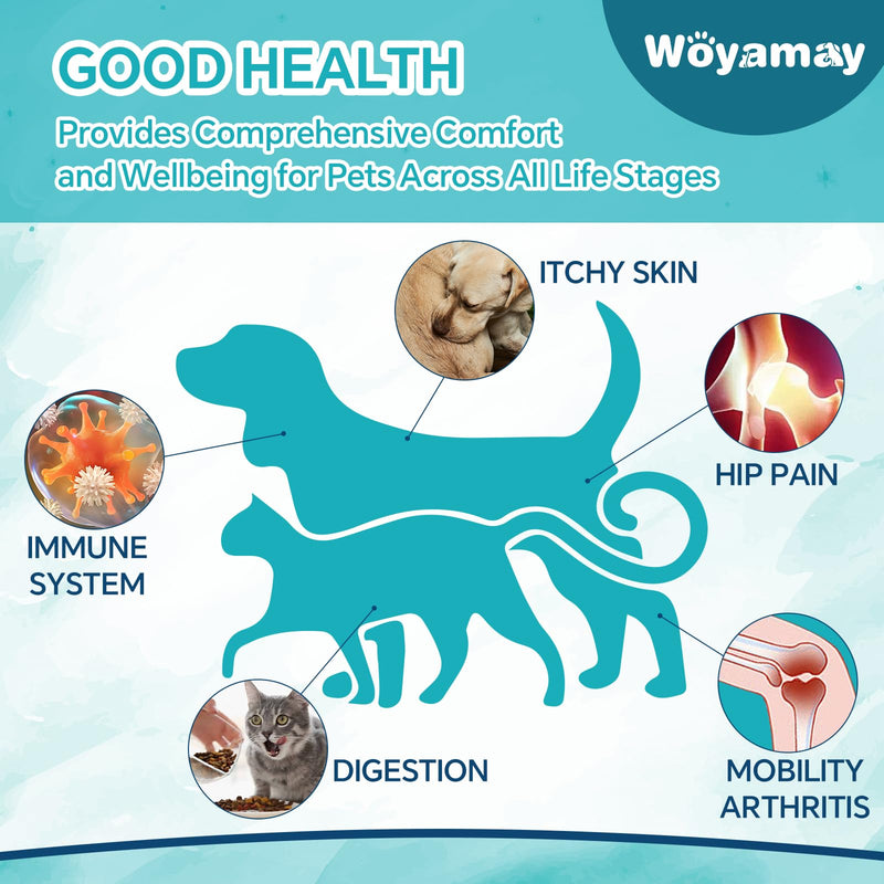 Woyamay Camling Oil for Dogs and Cats - Camling Oil Drops Rich in Omega 3, 6, 9 and Organic Extract Helps Pets with Аnxiеty & Strеss, Hip & Joint, Skin & Coat Support (4 Pack) 4 PCS