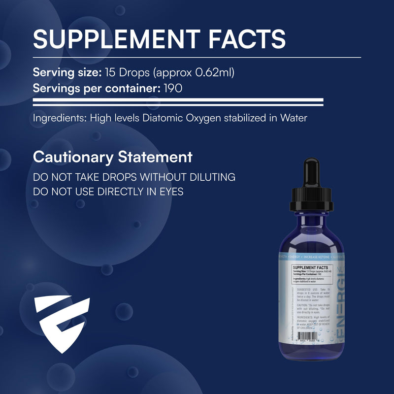 ENERGI Liquid Oxygen Drops, Improves Strength & Boost Oxygen and Energy Levels, Encourages Athletic Performance and Oxygen Boost, 4oz Bottle, 190 Servings - BeesActive Australia