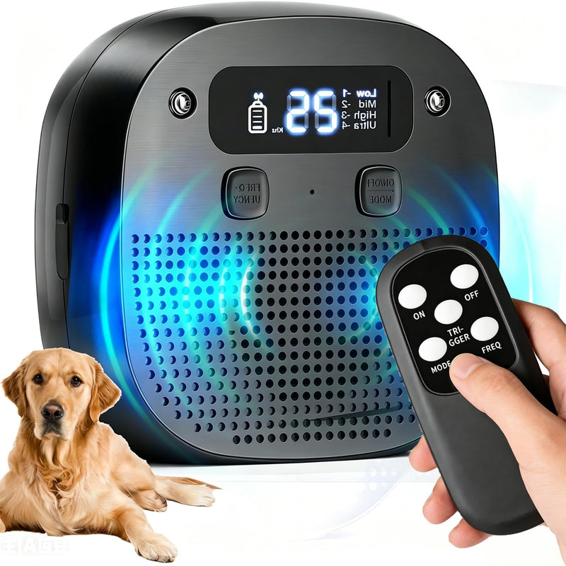 Dog Barking Control Devices, Anti Barking Device for Dogs with Remote Control, Ultrasonic & Sensor Technology, Rechargeable, Waterproof, Adjustable Modes & Frequencies (Pure Black)