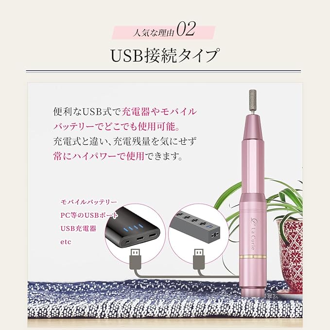 La Curie LaCurie021 Electric Nail Machine, Nail Care, Gel Nail Drill, Manicia Compatible, USB Powered, Nail Polishing, Cuticle Treatment, Exfoliating, Home Salon, 1 Year Warranty (Pink) -  Australia