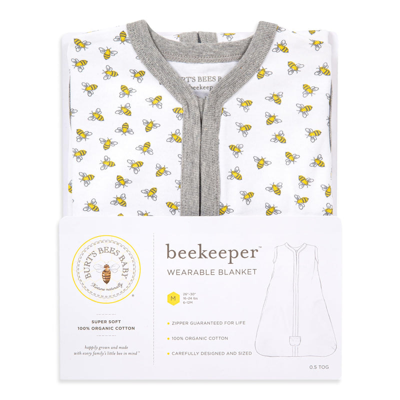 Burt's Bees Baby Beekeeper Infant Wearable Blanket, 100% Organic Cotton Unisex, Girl, Boy Swaddle Transition Sack - Light Weight 0.5 TOG or Medium Weight 1.5 TOG - Newborn Essentials Sleep Clothes Lightweight (0.5 TOG) Honey Bee Cloud - BeesActive Australia