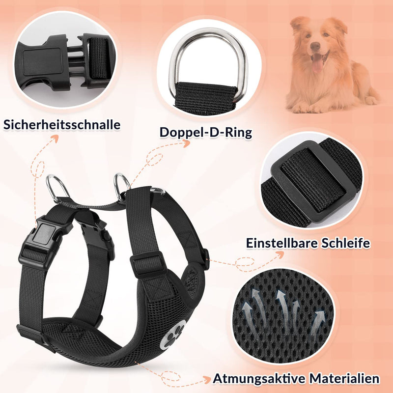 SlowTon Dog Harness for Dogs, No Pull Safety Harness Small Medium Dog Chest Harness Dog Harness Soft Padded Breathable XS Black - BeesActive Australia