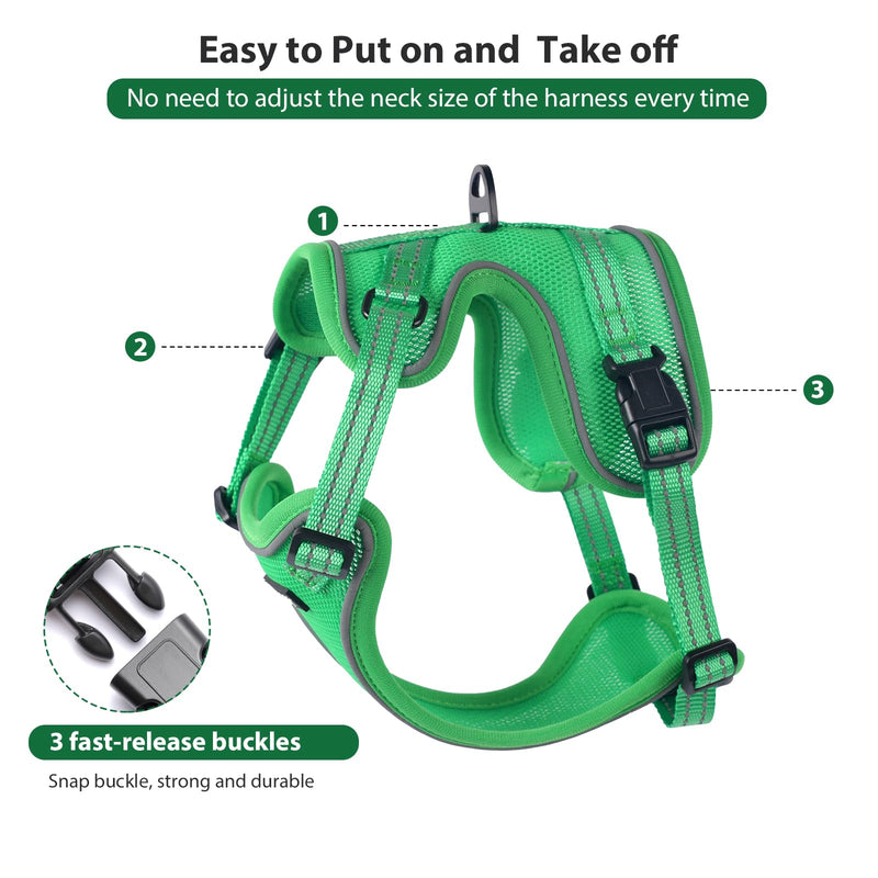 Rttochfy Cat Harness and Leash Set, Adjustable and Reflective Cat Vest, Escape Proof Kitten Harness, Easy to Put on with 3 Buckles for Cats Walking (Green, M (Chest: 15.5" - 18.5")) M (Chest: 15.5" - 18.5") Green - BeesActive Australia