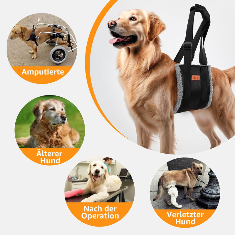 Adjustable Dog Carrier - Portable Rehabilitation Strap for Disabled, Injured or Elderly Dogs - Dog Harness as Walking Aid for Small and Large Dogs