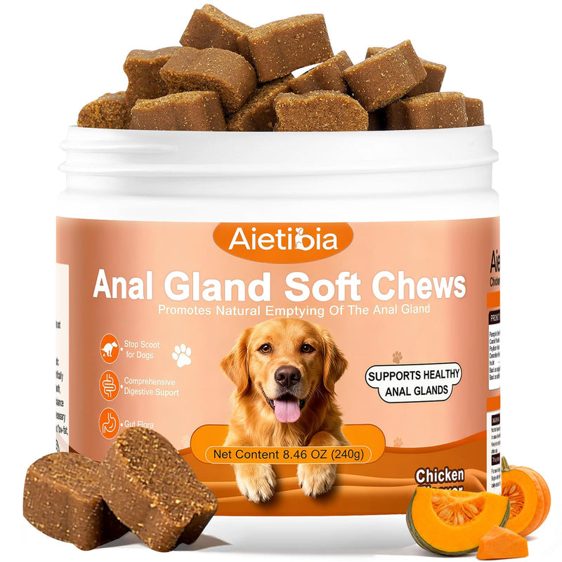 120 Chew Anal Gland Soft Chews for Dogs-Help Reduce Scooting with Pumpkin&Digestive Enzymes Probiotics Fiber Supplement-Chicken Flavor Chicken 1