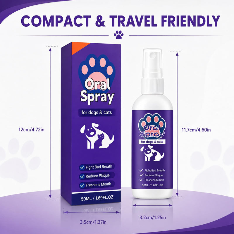 2PCSPet Oral Spray, Pet Breath Freshener Spray Oral Care Cleaner, Pet Oral Care for Dogs & Cats,No-Brush Oral Care Spray,50ML