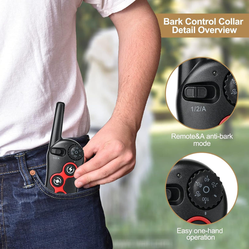 Dog Shock Collar - 2 in 1 Bark Collar with Remote, w/3 Remote Training Modes, Beep, Vibration 1300Ft Dog Training Collar for for Small Medium Large Dogs (DB4001B) DB4001B - BeesActive Australia