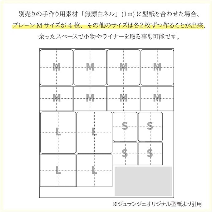 JEWLINGE Unbleached Flannel Fabric [3.3 ft (1 m) Cut Units / White / Fabric Width Approx. 36.2 inches (92 cm) ] Cloth Napkin Handmade Material (Made in Japan) -  Australia