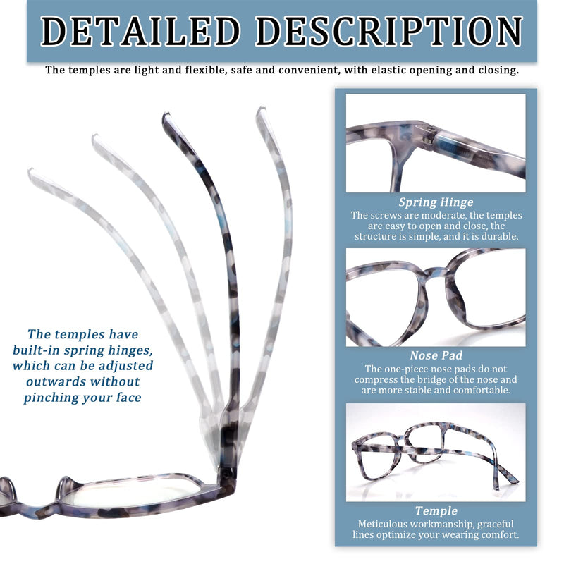 5 Pack Reading Glasses Blue Light Blocking for Women,Computer Readers with Spring Hinge Multicolor-c2 2.0 x - BeesActive Australia