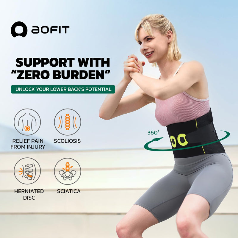 Back Brace for Men Lower Back Pain Women Relief with 360-Degree Biochemical Hug Support without Suspenders Back Support Belt Soft Breathable Fabric Lumbar Support for Herniated Disc Sciatica M Medium Obsidian
