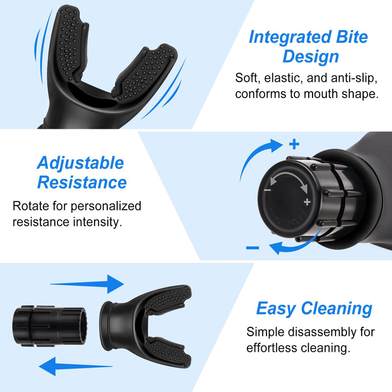 3 PCS Portable Breathing Trainer with Adjustable Resistance Settings (Black/Grey/White) White/Grey/Black - BeesActive Australia