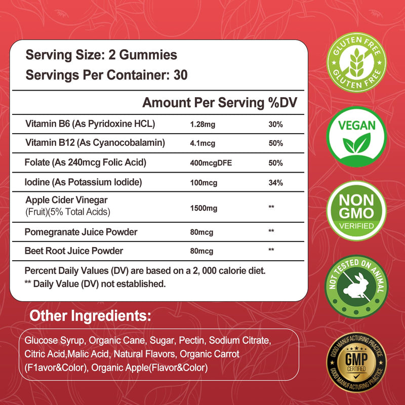 (2 Pack) Keto Apple Cider Vinegar Gummies, Keto ACV Gummy Diet Supplement, Advanced 1500mg ACV Gummies with Folate, B12、B6 and Keto Support for Women Men, Gelatin- Free, Vegan & Non-GMO (Multi-Flavor) 60 Count (Pack of 2)