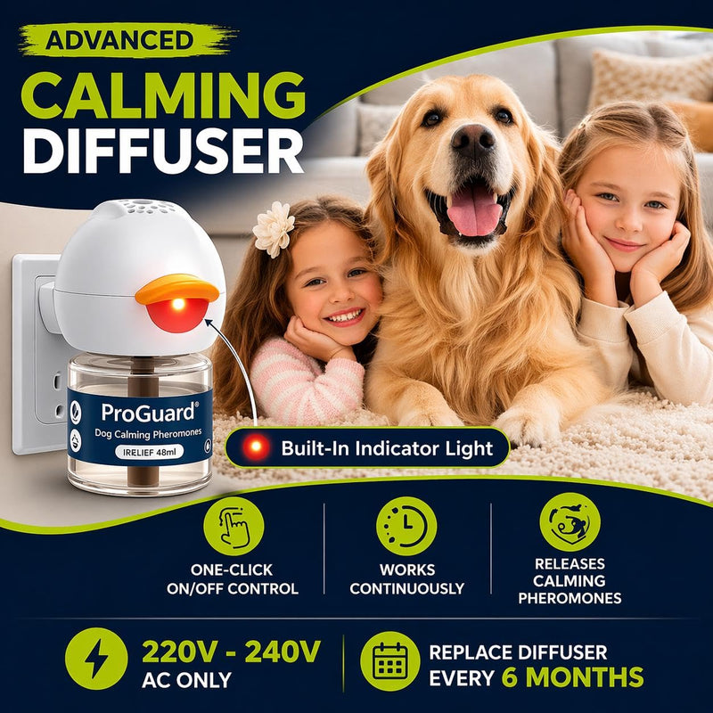 ProGuard® Calming Diffuser for Dog, Dog Pheromones Calming Diffuser Plug for Stress, Barking, Chewing, Pee Accidents & Separation Behaviors (3 Diffusers + 6 Refills) 3 Diffusers + 6 Refills