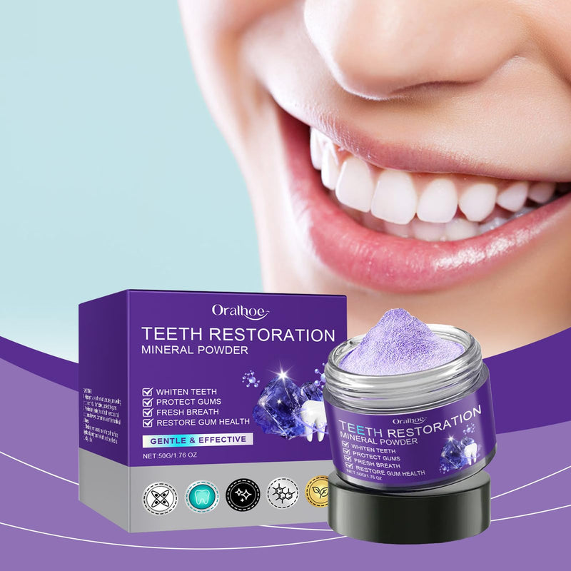 2Pcs Teeth Restoration Mineral Powder, Purple Whitening Mineral Powder，Fresh Breath Effective in Strengthening Teeth and Gums,Gentle and Non-irritating.
