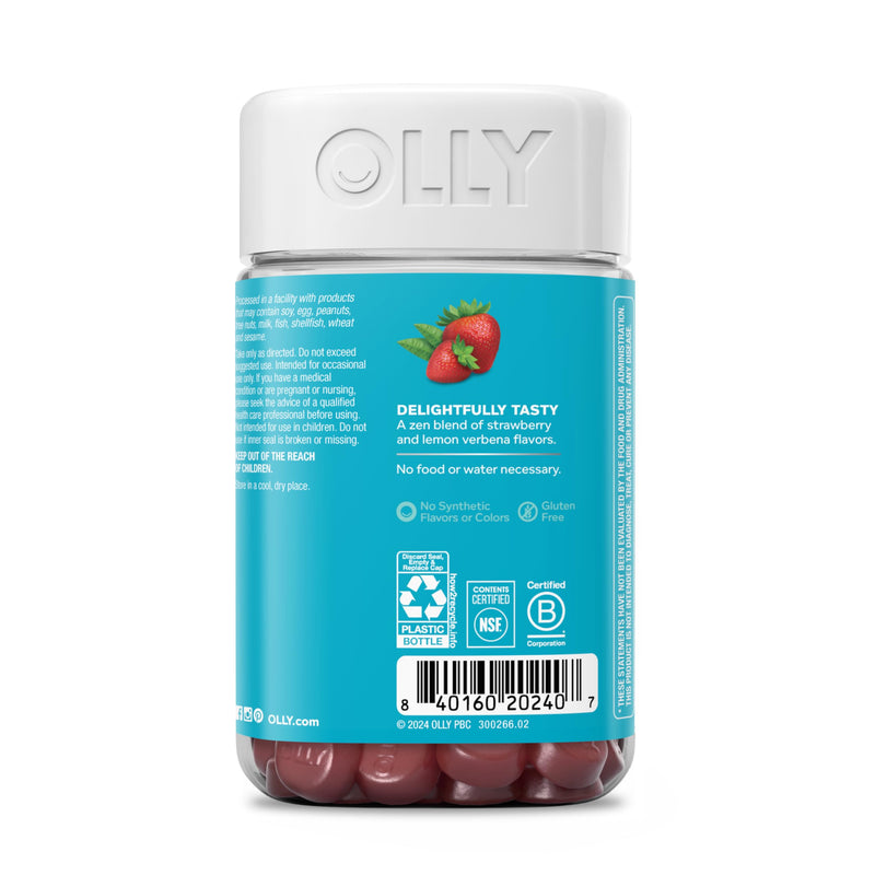OLLY Goodbye Stress Gummy,GABA,L-Theanine,Lemon Balm,Stress Relief Supplement,Berry -,74 Count (Pack of 2) 74 Count (Pack of 2)