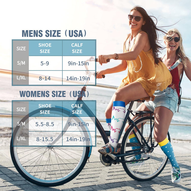 6 Pack Copper Compression Socks for Women and Men Circulation-Best Support for Medical,Running,Nursing,Athletic Large-X-Large C-white+blue