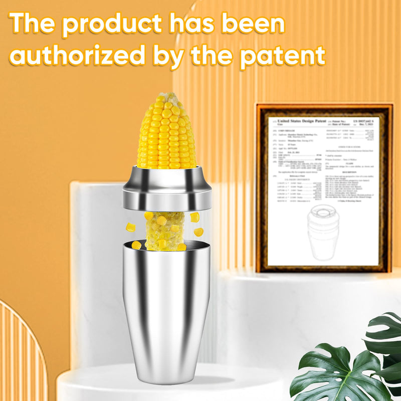 YYP Corn Cutter Peeler, Corn Cob Stripper with Cup [No Splatters or Mess], 304 Stainless Steel Corn on the Cob Remover Kitchen Tool, Corn Kernel Shucker Separator Slicer with Serrated Sharp Blade - BeesActive Australia