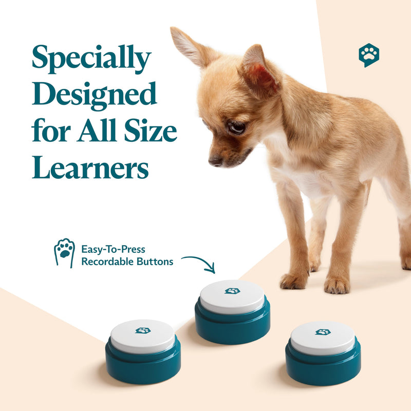 FluentPet Basic Buttons 6-Pack | Recordable Buttons with Batteries Included for Dogs and Cats | Customizable Cat/Dog Buttons for Communication | HexTiles Required (Sold Separately) - BeesActive Australia