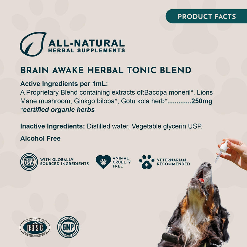Animal Essentials Brain Awake Cognitive Support Formula for Dogs & Cats, 1 fl oz
