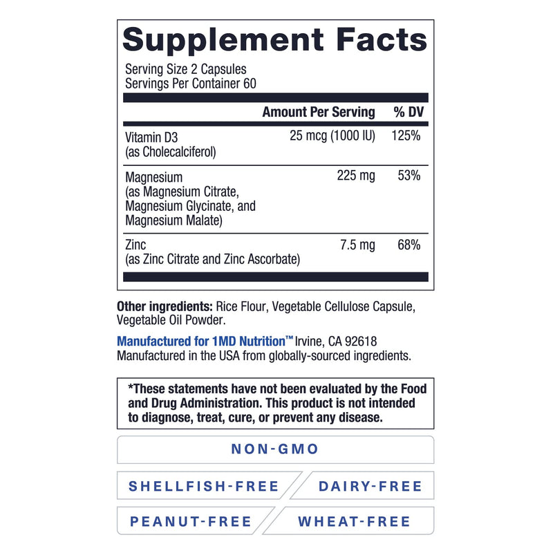 1MD Nutrition MagMD Plus - Magnesium with Zinc & D3 | Promotes Heart Health, Supports Bone & Muscle Strength, and Aids Immune System - 120 Ct