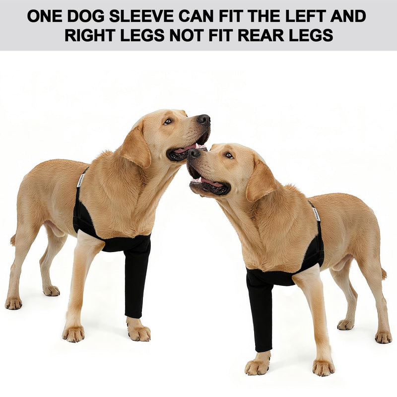Dog Recovery Sleeve - Front Leg Only, Cone Collar Alternative, 2.5mm Thick Waterproof Abrasion-Resistant Pet Leg Sleeve, Washable, Prevents Licking/Biting & Keeps Wounds Dry (Black, XS) Black