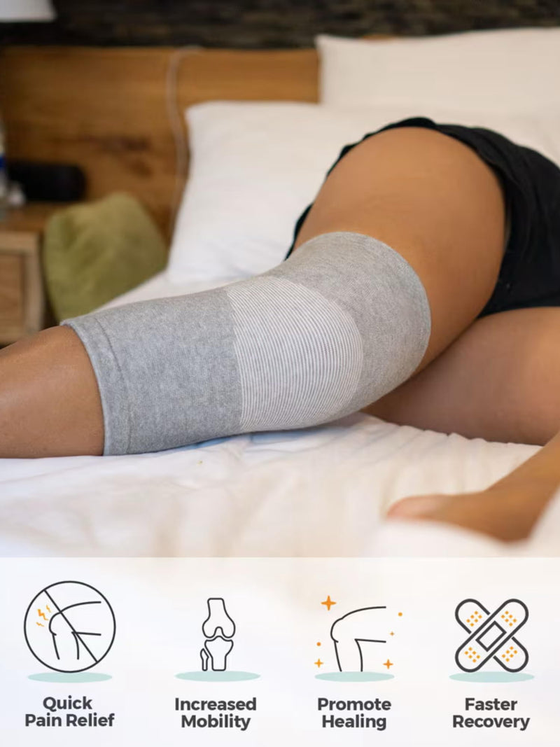Bamboo Knee Sleeves, 2-Pack Knee Compression Sleeve Women Men Elastic Warm Slip-on Recovery Knee Brace for Arthritis Knee Pain Grey Large - BeesActive Australia