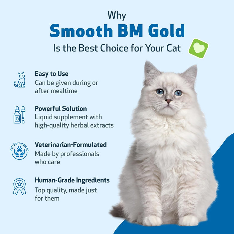 Pet Wellbeing Smooth BM Gold for Cats - Gentle Constipation Relief for Felines - Natural Herbal Supplement 2 oz (59 ml) 2oz - BeesActive Australia
