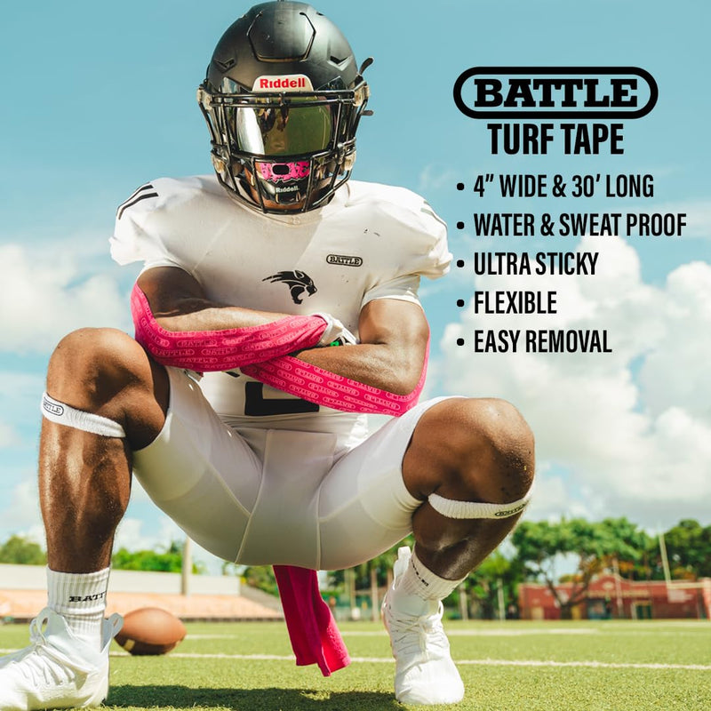 Battle Sports Football Turf Tape - Extra Wide - 30 feet, Waterproof Athletic Tape - Flexible, Breathable, Easy to Cut Red - BeesActive Australia