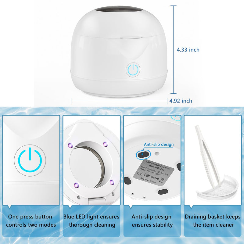 Ultrasonic Retainer Cleaner Machine 45kHz 200ml Portable Ultra Sonic Retainer Cleaner for Dental Retainer Mouth Guards Aligner Night Guard Braces Toothbrush Jewelry - BeesActive Australia