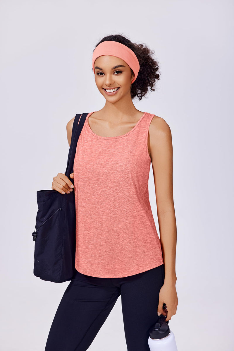 PINSPARK Workout Tops for Women Racerback Tank Top Pack Sleeveless Athletic Running Tops Loose Gym Shirt Quick Dry Yoga Tank Large Light Blue/Pink - BeesActive Australia