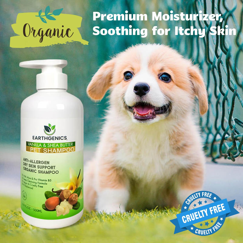 Earthgenics® Anti-Allergen, Dry Skin Support, Organic Shampoo for Dogs and Cats. All-in-One Solution. No Need for Additional Conditioner - 16 fl oz - BeesActive Australia