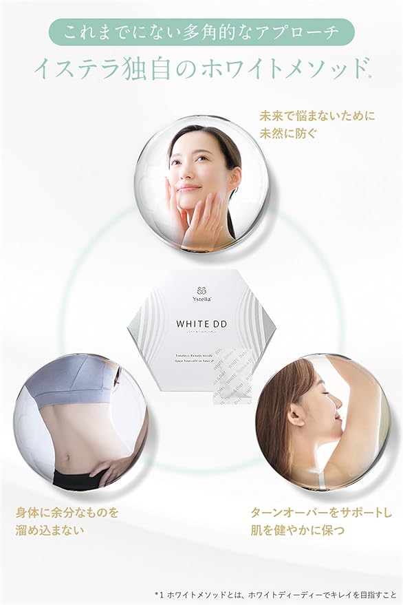 Ystella Official WHITE DD Drinking Sun Counter Premium Supplement Individually Wrapped Trial 1 Bag (4 tablets x 7 days) Astaxanthin L-Cysteine Vitamin C Live Enzyme All 18 types Beauty Ingredients Highly Contained Ystella Made in Japan - BeesActive Australia