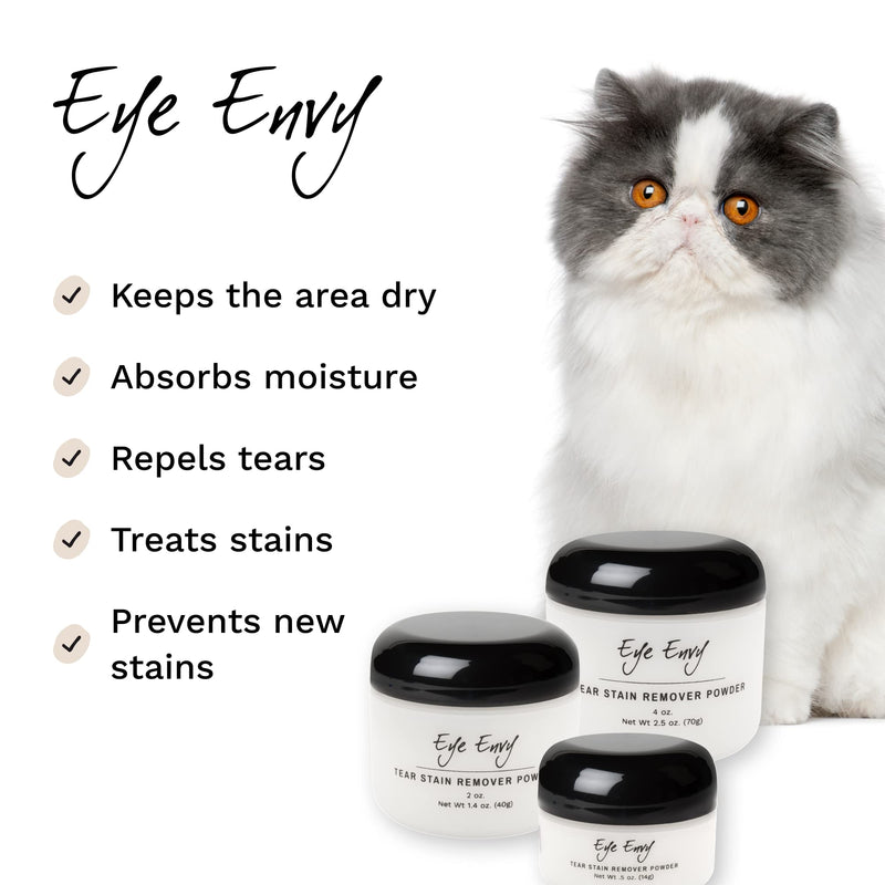 Eye Envy Tear Stain Remover Powder for Dogs and Cats. 100% Natural, Safe. Apply Around Eyes. Absorbs and Repels Tears. Keeps Area Dry. Treats The Cause of Staining. Made in The USA. (.5oz) .5oz - BeesActive Australia