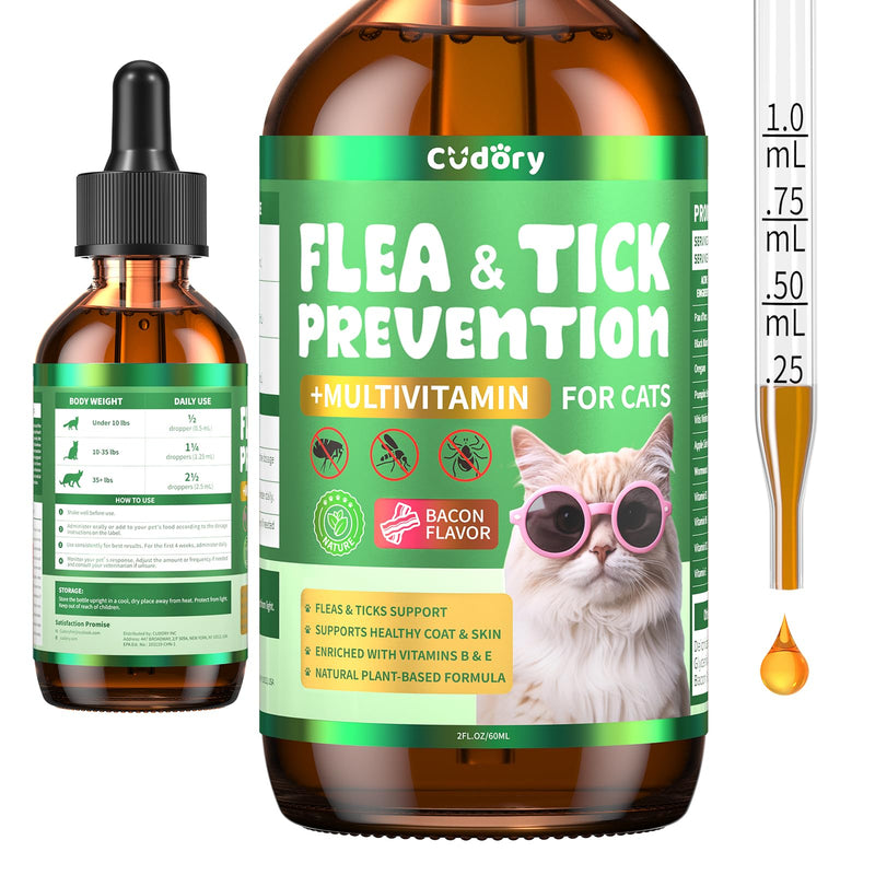 Flea & Tick Support for Cats, Fleas and Ticks Chews + Fleas and Ticks Drops Comfort Formula for Cat All Breeds & Ages