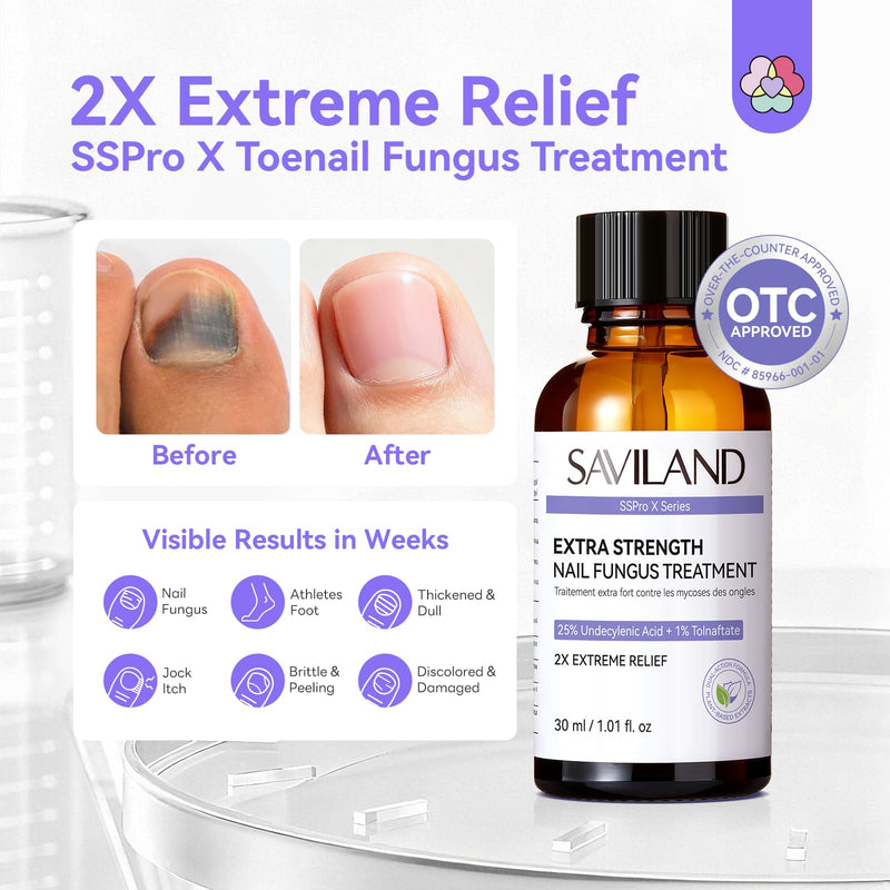 SAVILAND Toenail Fungus Treatment Extra Strength FSA-HSA: 2X Extreme Nail Repair for Discolored and Damaged Nails Toenail Softener Yellow Toenail Foot Toe Thick Nail Fungus Treatments Solution 2 fl oz - BeesActive Australia