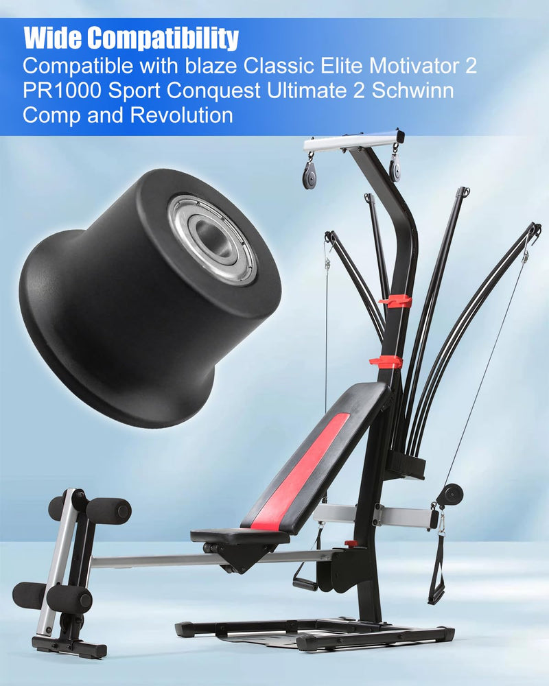6 Pcs Rolling Seat Trolley Wheels Compatible with Bowflex Gym Models Blaze Classic Elite Motivator2 Pr1000 Sport Conquest Ultimate2 Schwinn Comp Revolution, Replacement Sliding Seat Bracket Roller