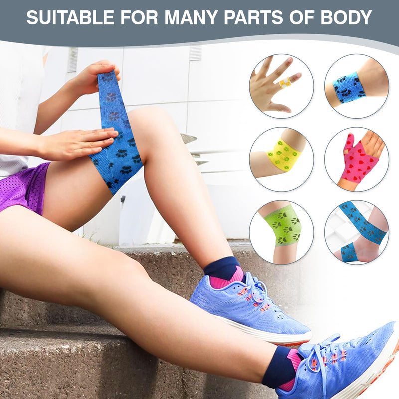 Aevcvok 15 rolls of self-adhesive bandage, 5 cm x 4.5 m, cohesive bandage, fixing bandage, self-adhesive for pets, tape, self-adhesive elastic bandage for sports, wrist, ankle, fingers (coloured), multi-coloured - BeesActive Australia