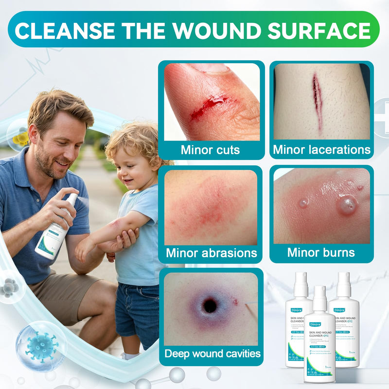 Dimora OTC First Aid Antiseptic Spray, PHMB Skin and Wound Cleanser for Cleansing Wounds and Moistening Absorbent Wound Dressings for Cuts, Abrasions, Lacerations, Burns, and More – 80mL Each (3 Pack) - BeesActive Australia
