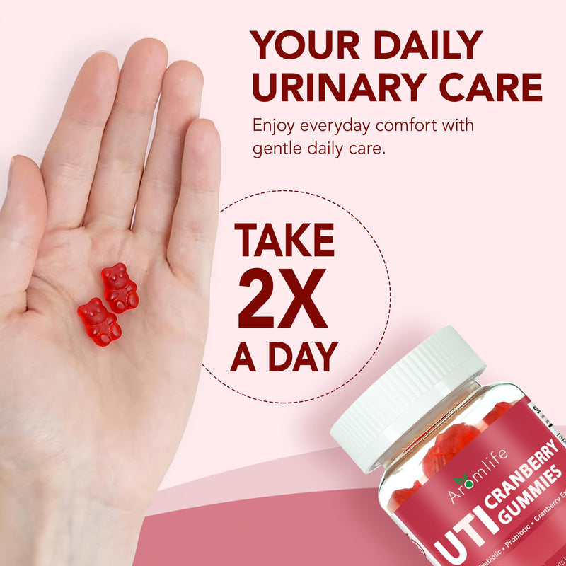 Aromlife Cranberry Gummies for UTI & Bladder, Natural Urinary Wellness Gummies with Vitamin C, Prebiotic Fiber & Probiotic for Adults, 60 Count Berrylicious Flavor Cranberry Vitamin Gummy Sugar Free