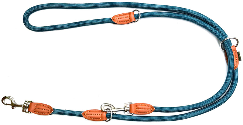 Quiet green adjustable dog leash 2m | Freehand & 3-way adjustable | Only 260g light | For Large Dogs - Petrol Blue Barrier Reef - BeesActive Australia