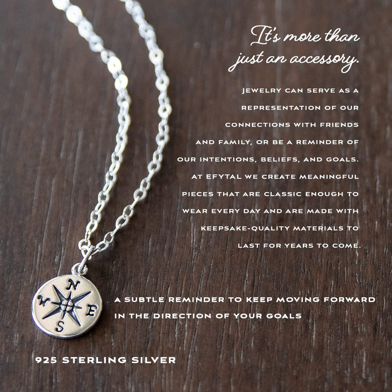 EFYTAL Graduation Necklace 2022, Sterling Silver or Gold Plated Compass, High School or College Graduation Gift for Her, Farewell Gift for Women 925 Sterling Silver