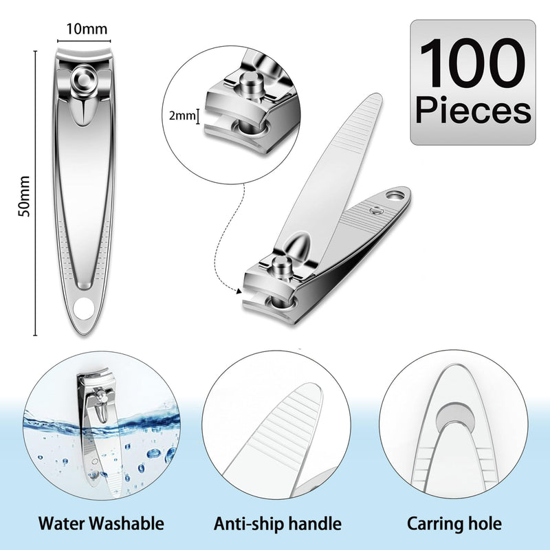 100-Pack Nail Clippers Bulk, Toenail Fingernail Clippers Pack, Stainless Steel Toe Nail Clippers Multipack, Travel Mini Nail Cutter Trim Nail Clippers for Men Women Adults or Homeless - BeesActive Australia