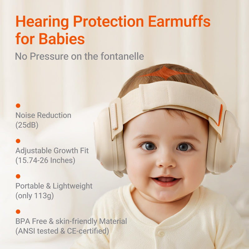 Baby Ear Protection for Infants and Toddlers (3 to 48 Months), 25dB Noise Cancelling Headphones for Travel, Airplanes, Concerts ‚Äì CE & ANSI Certified Hearing Protection & Improves Sleep