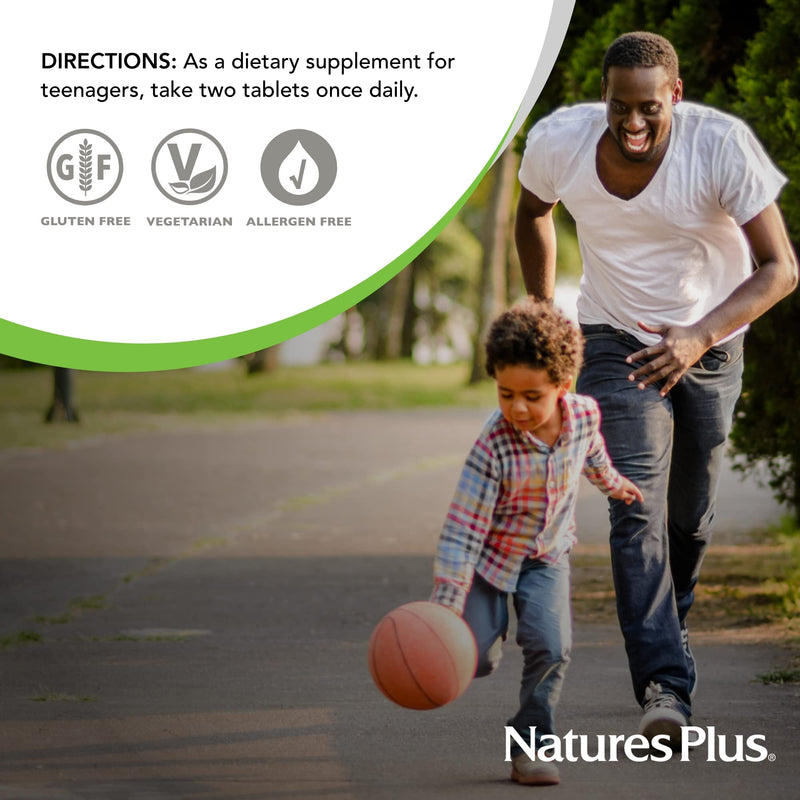 NaturesPlus Source of Life Power Teen - 90 Vegetarian Tablets - Teen Multivitamin with Minerals & Whole Foods for Mental Focus, Energy Booster - Gluten-Free - 45 Servings