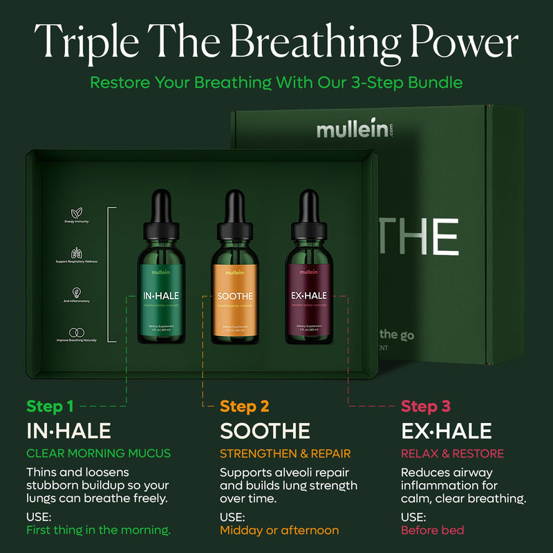 mullein Inhale Drops for Lungs: 2oz. Instant Cooling Herbal Tincture, Vitamin C, Vitamin B6, Leaf Extract for Lungs - Eliminate Mucus, Refresh Airways, Power-Up Immunity, Serving Size 2ml
