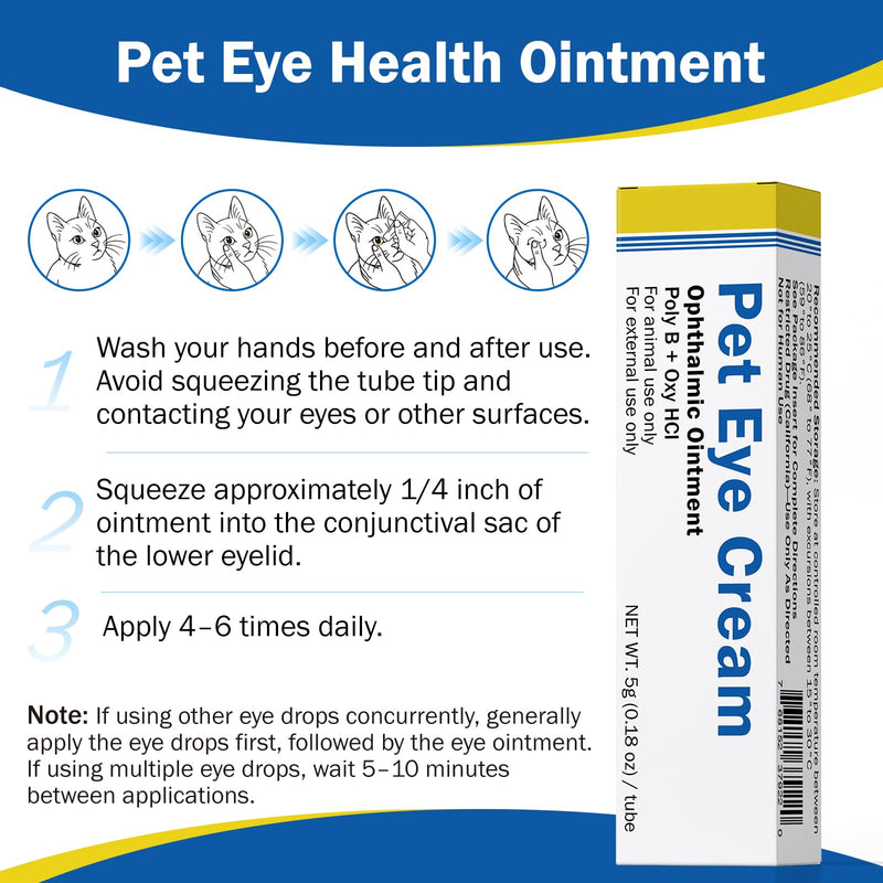 Pet Eye Health Cream for Cats, Dogs, Cattle, Sheep, Horses, Birds, and Puppies, Kitten - 1 Tube 5g